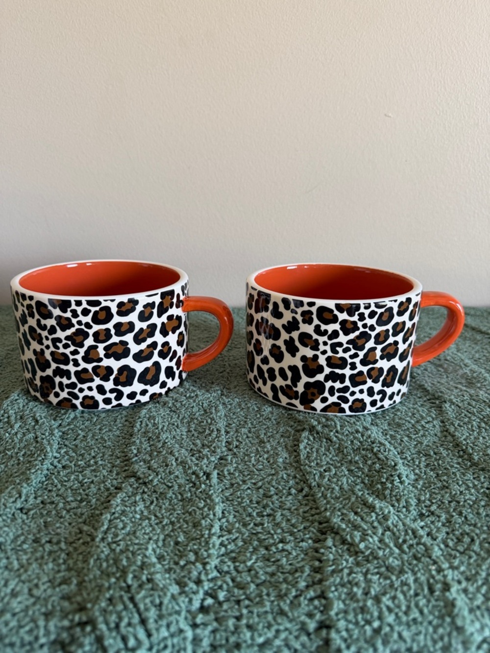 Potter’s Studio Leopard 🐆 Print Soup Mugs Oversized Set of 2 NEW!